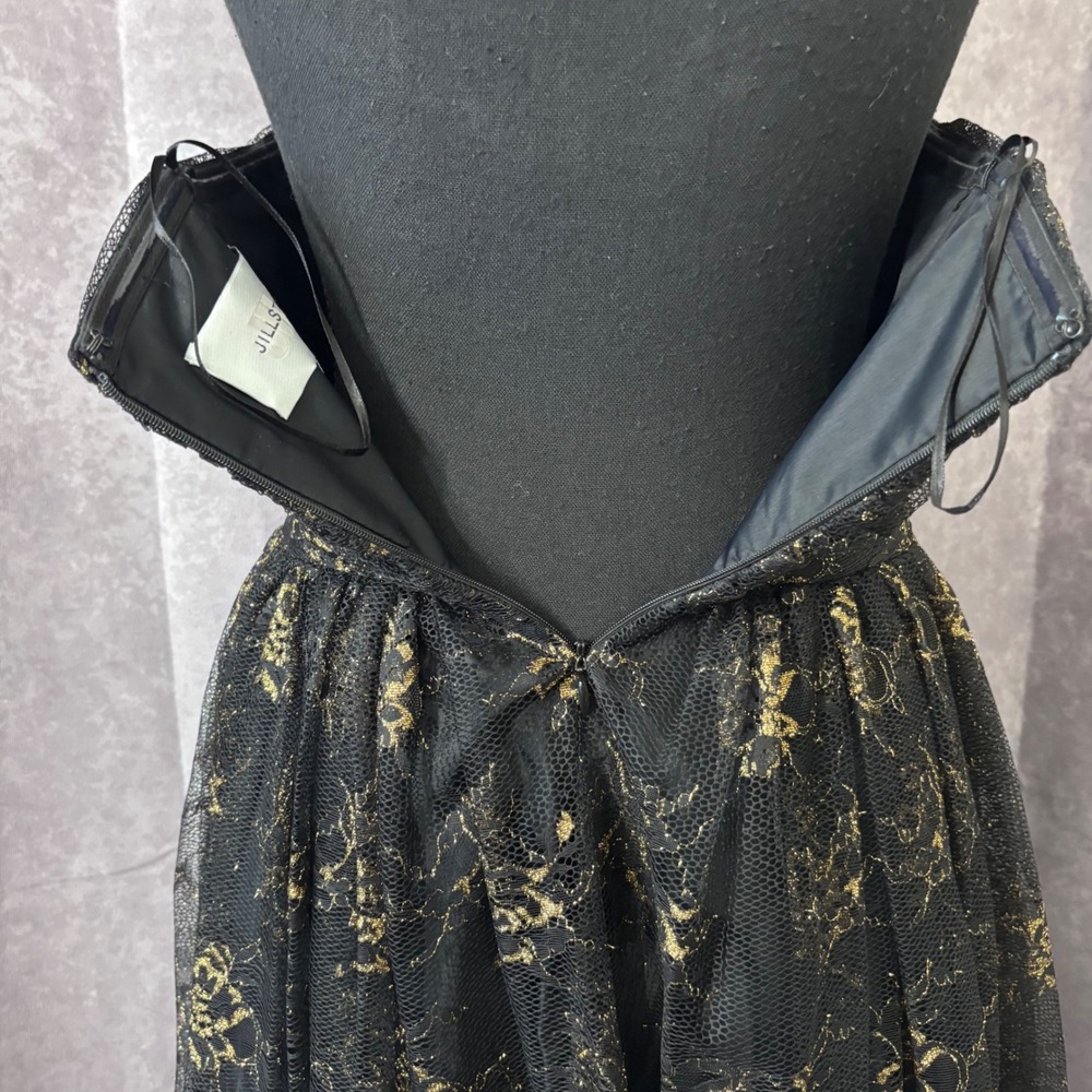 Jill Stuart Sweetheart Strapless Black Gold Lace Cocktail Dress Women 6 - Picture 5 of 14